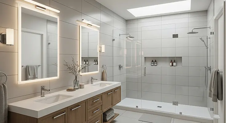 Master Bedroom Ensuite Bathroom Ideas with Double Vanity
