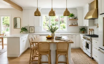 Better Homes and Gardens Style: White Kitchen Remodel with Brass Accents